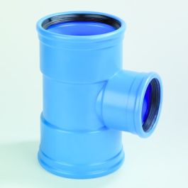 DykaSono PVC Verloop T-stuk 110x50mm 3x mof 90° blauw