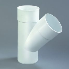 PVC T-stuk 80mm 2x mof/ verjongd spie 45° wit