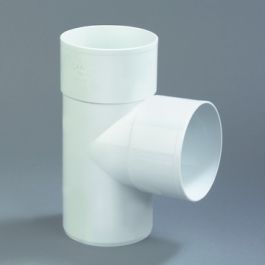 PVC T-stuk 80mm 2x mof/ verjongd spie 87,5° wit